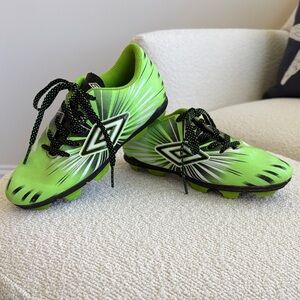 Umbro Bright Green Youth Soccer Cleats with Black Accents